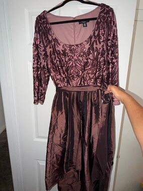 Embellished Mauve Pink Fit-and-Flare Dress - Elegant Evening
